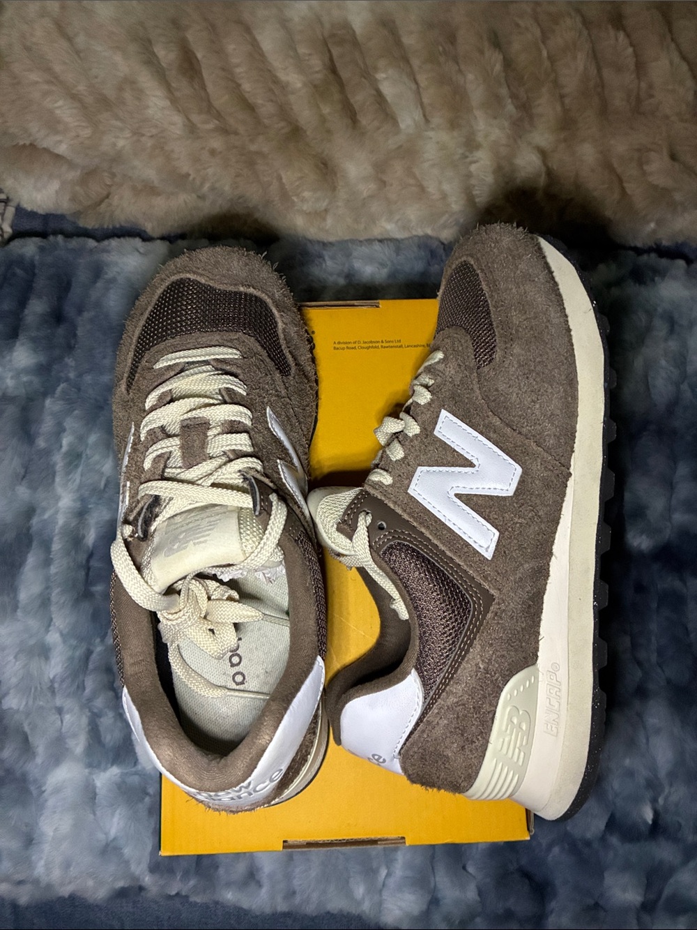 New Balance 574 Women’s Brown and White Suede Runner